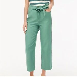 J.Crew Women's Green Cropped Ankle Pants with a Tie-Waist.